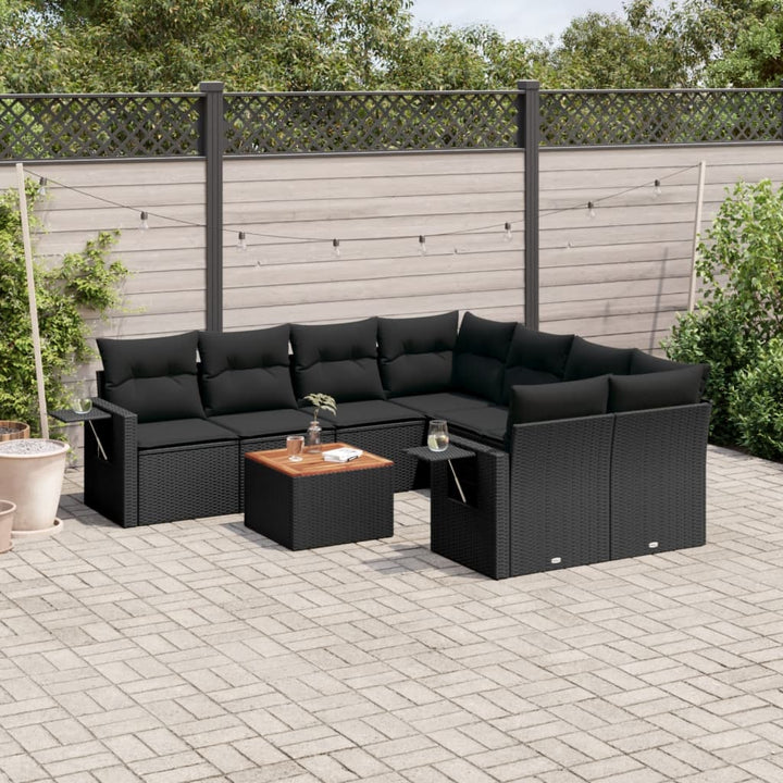 Soffgrupp För Trädgården Med Dynor 9 Delar Beige Konstrotting
