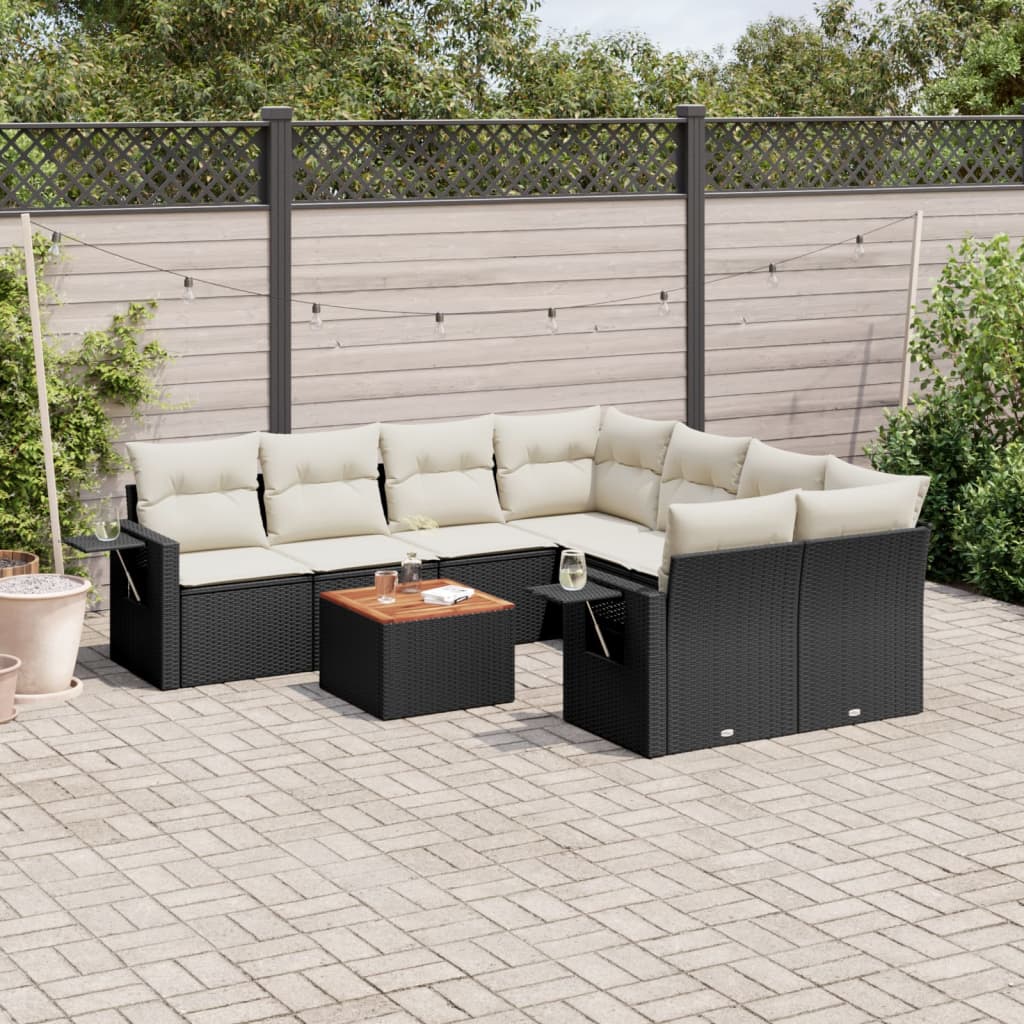 Soffgrupp För Trädgården Med Dynor 9 Delar Beige Konstrotting
