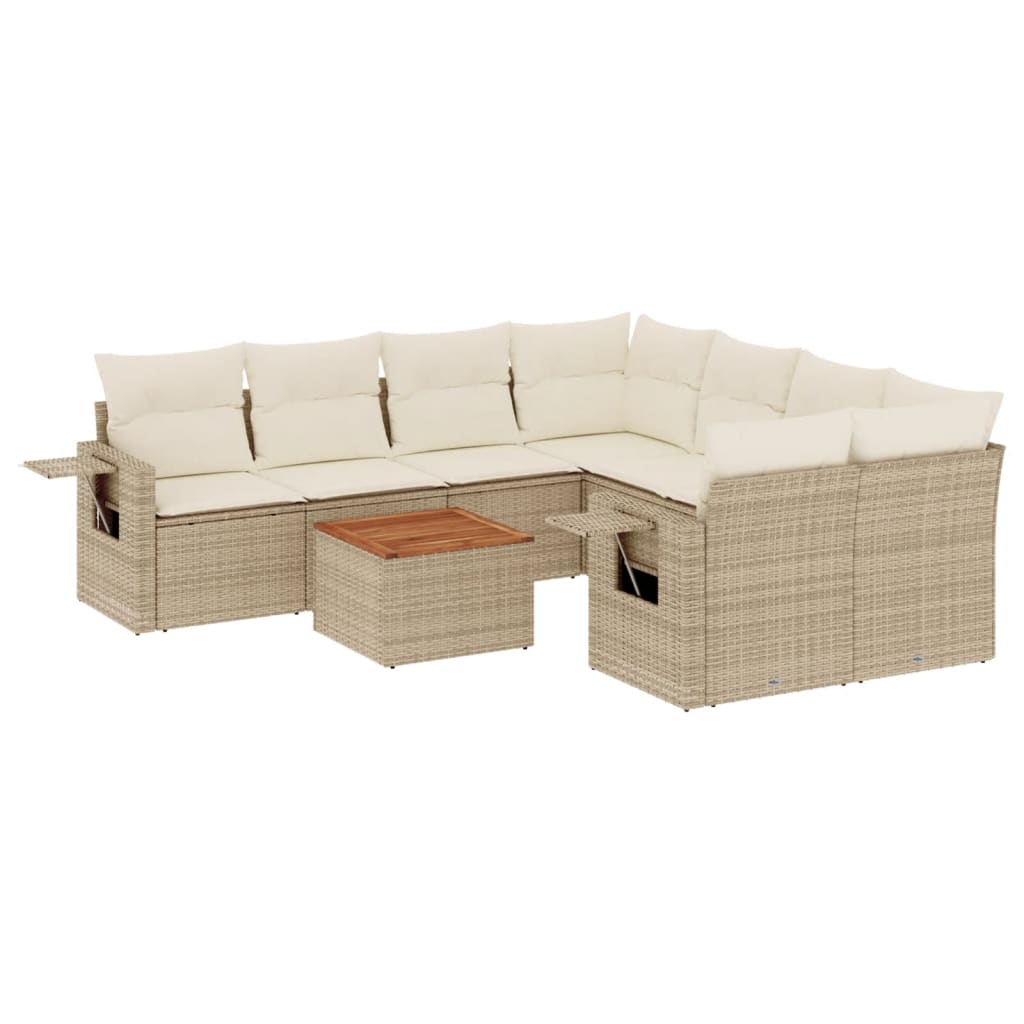 Soffgrupp För Trädgården Med Dynor 9 Delar Beige Konstrotting
