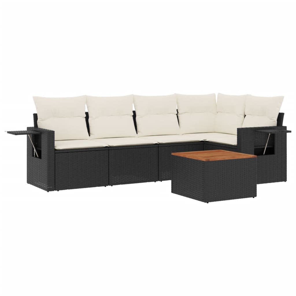 Loungegrupp Med Dynor 6 Delar Svart Konstrotting