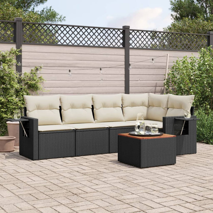 Loungegrupp Med Dynor 6 Delar Svart Konstrotting