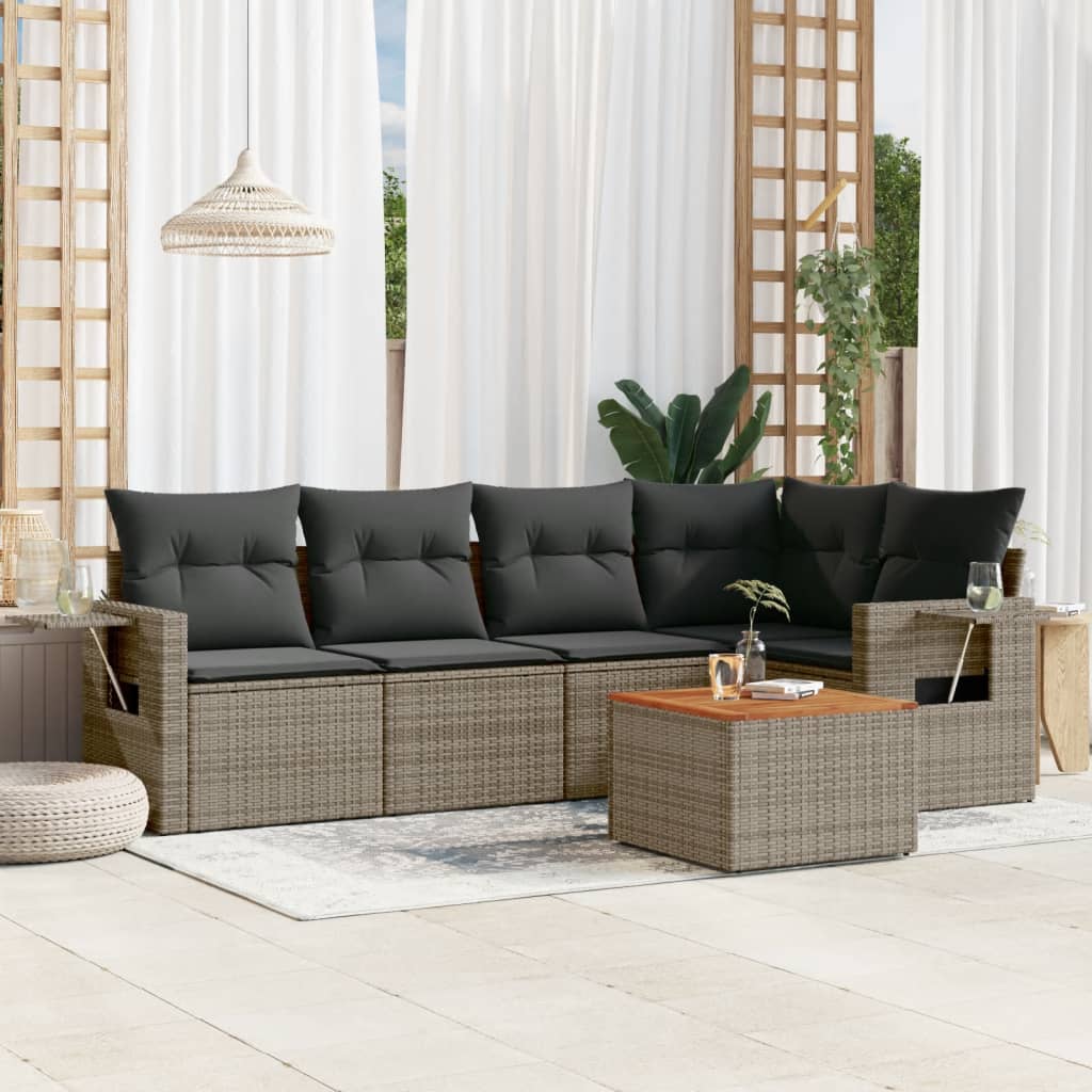 Loungegrupp Med Dynor 6 Delar Svart Konstrotting