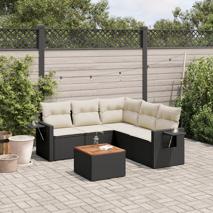 Loungegrupp Med Dynor 6 Delar Svart Konstrotting
