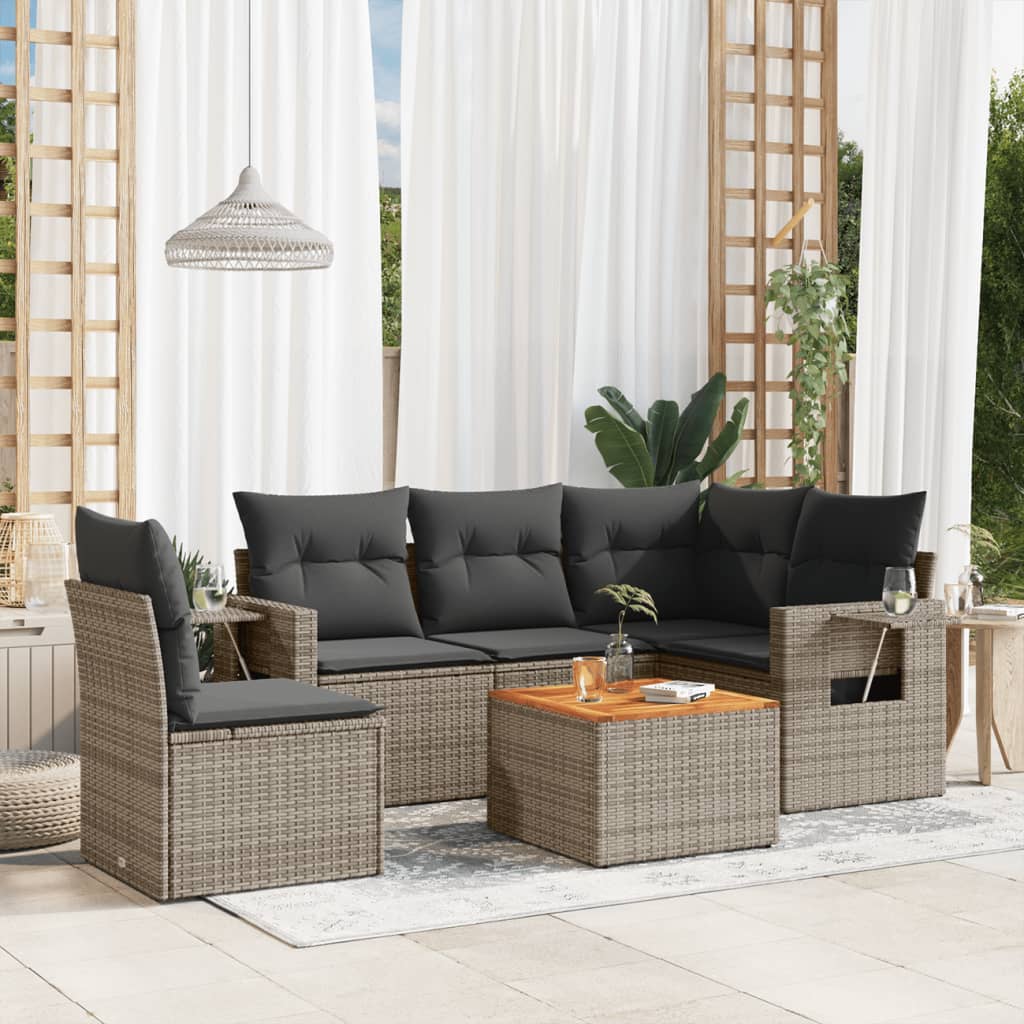 Loungegrupp Med Dynor 6 Delar Svart Konstrotting