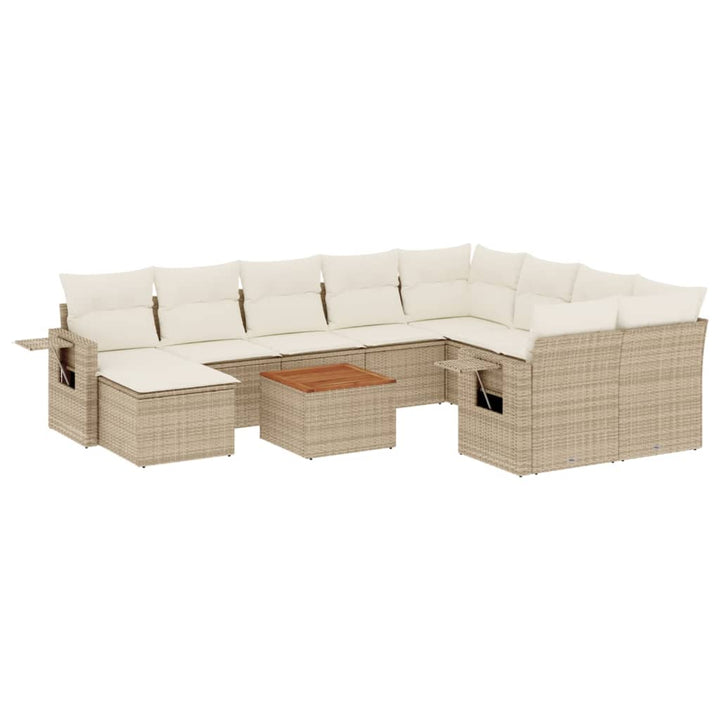 Loungegrupp För Trädgården M. Dynor 11 Delar Beige Konstrotting