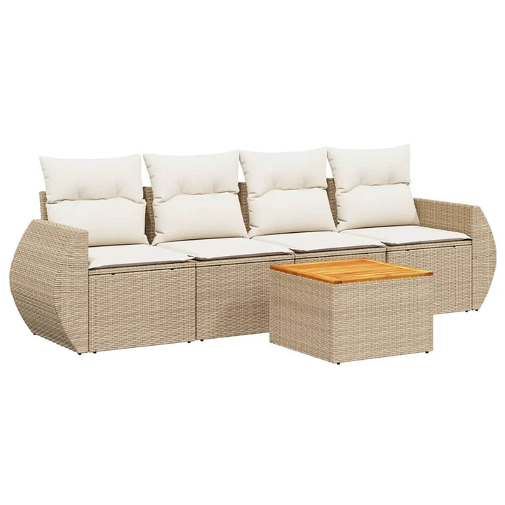 Soffgrupp För Trädgården Med Dynor 5 Delar Beige Konstrotting