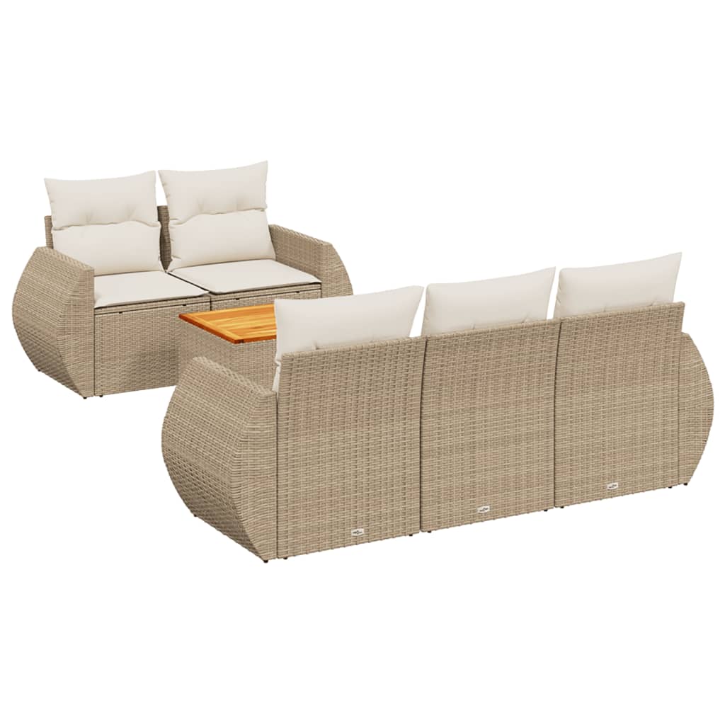 Soffgrupp För Trädgården Med Dynor 6 Delar Beige Konstrotting