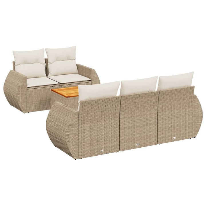 Soffgrupp För Trädgården Med Dynor 6 Delar Beige Konstrotting