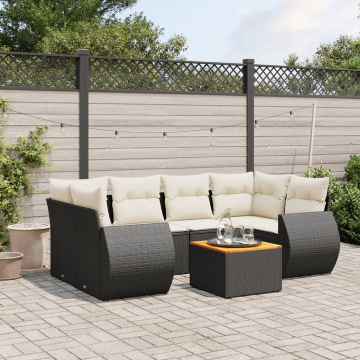 Matgrupp För Trädgården Med Dynor 7 Delar Beige Konstrotting