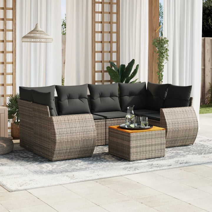 Matgrupp För Trädgården Med Dynor 7 Delar Beige Konstrotting
