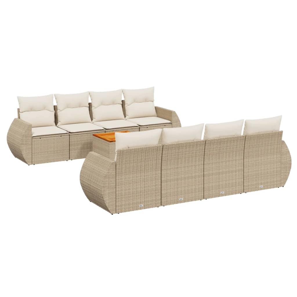 Soffgrupp För Trädgården Med Dynor 9 Delar Beige Konstrotting