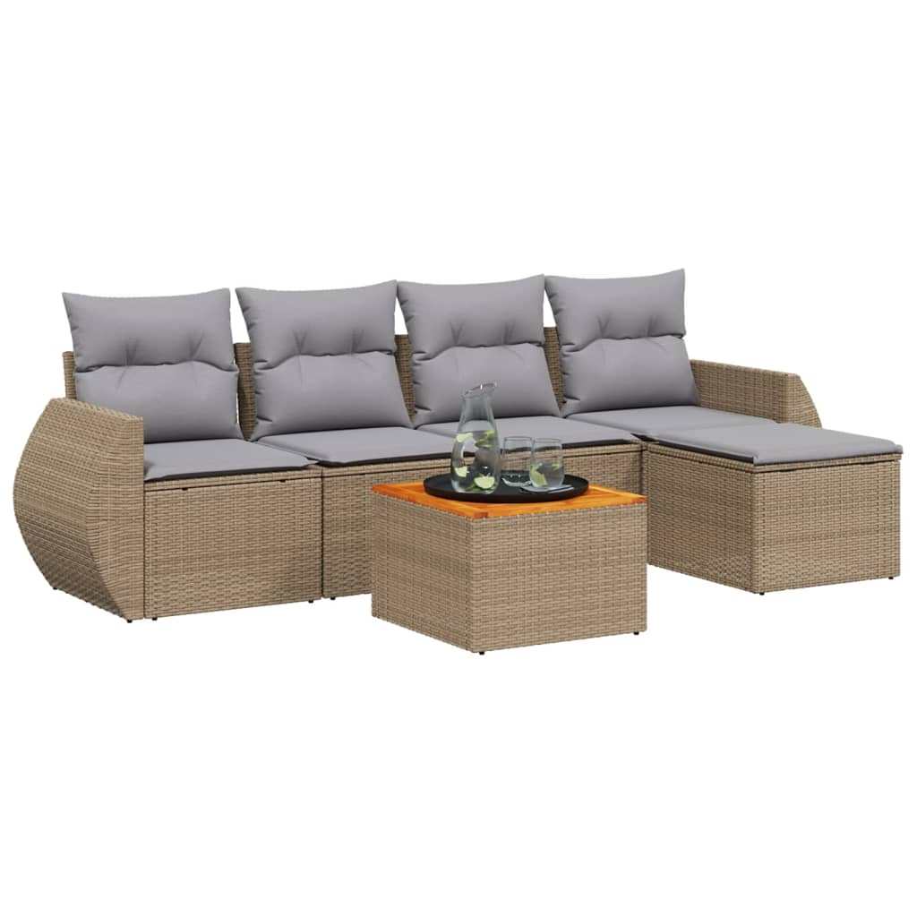 Soffgrupp För Trädgården Med Dynor 6 Delar Beige Konstrotting