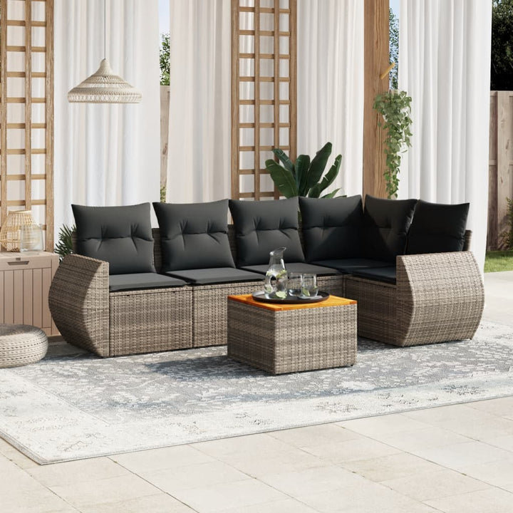 Loungegrupp Med Dynor 6 Delar Svart Konstrotting