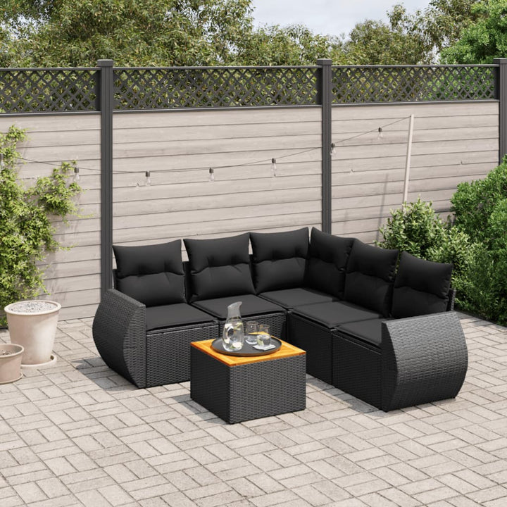 Loungegrupp Med Dynor 6 Delar Svart Konstrotting