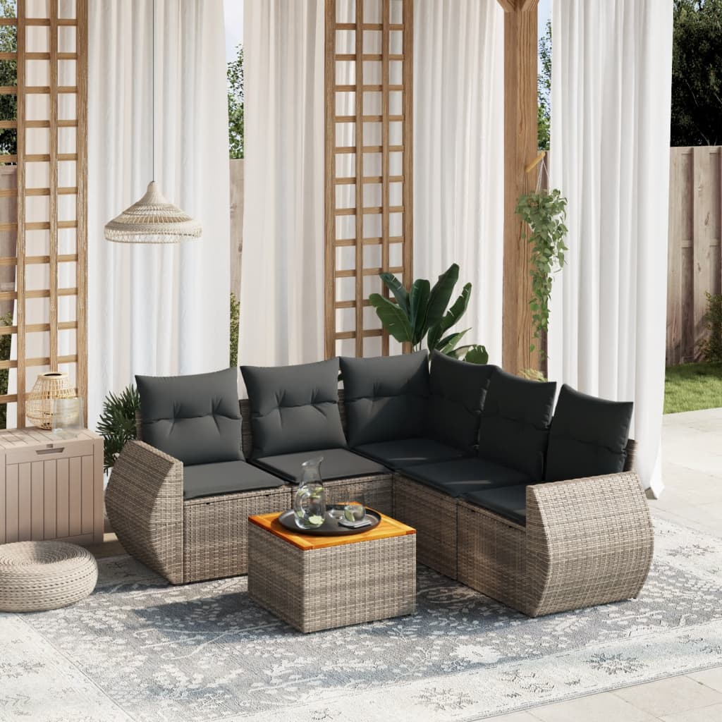 Loungegrupp Med Dynor 6 Delar Svart Konstrotting