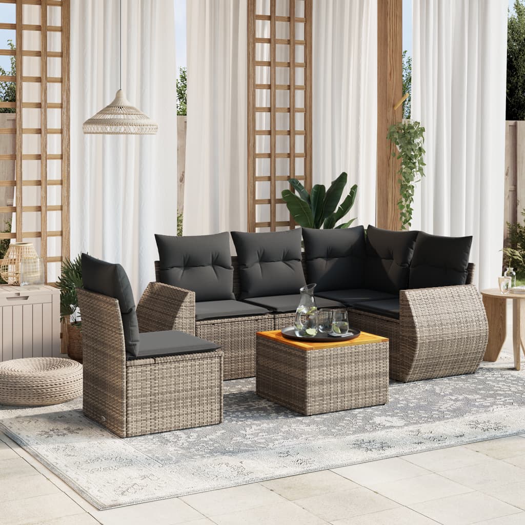 Loungegrupp Med Dynor 6 Delar Svart Konstrotting
