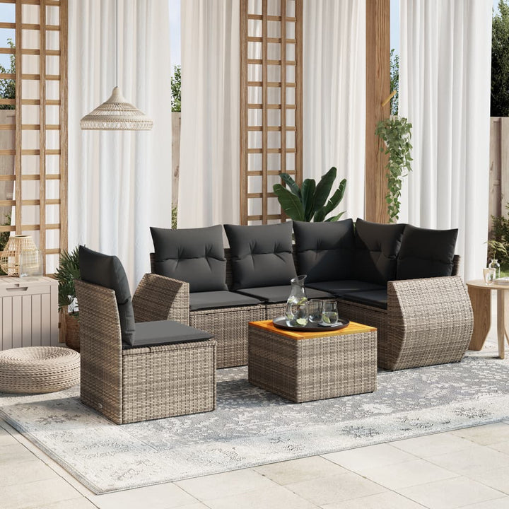 Loungegrupp Med Dynor 6 Delar Svart Konstrotting