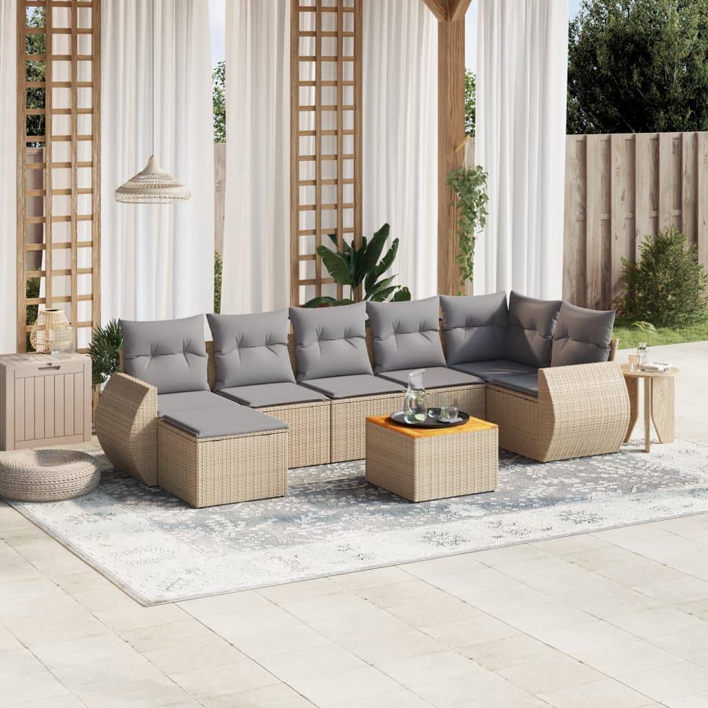 Loungegrupp För Trädgården Med Dynor 8 Delar Konstrotting