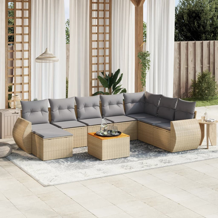 Loungegrupp För Trädgården M Dynor 9 Delar Konstrotting