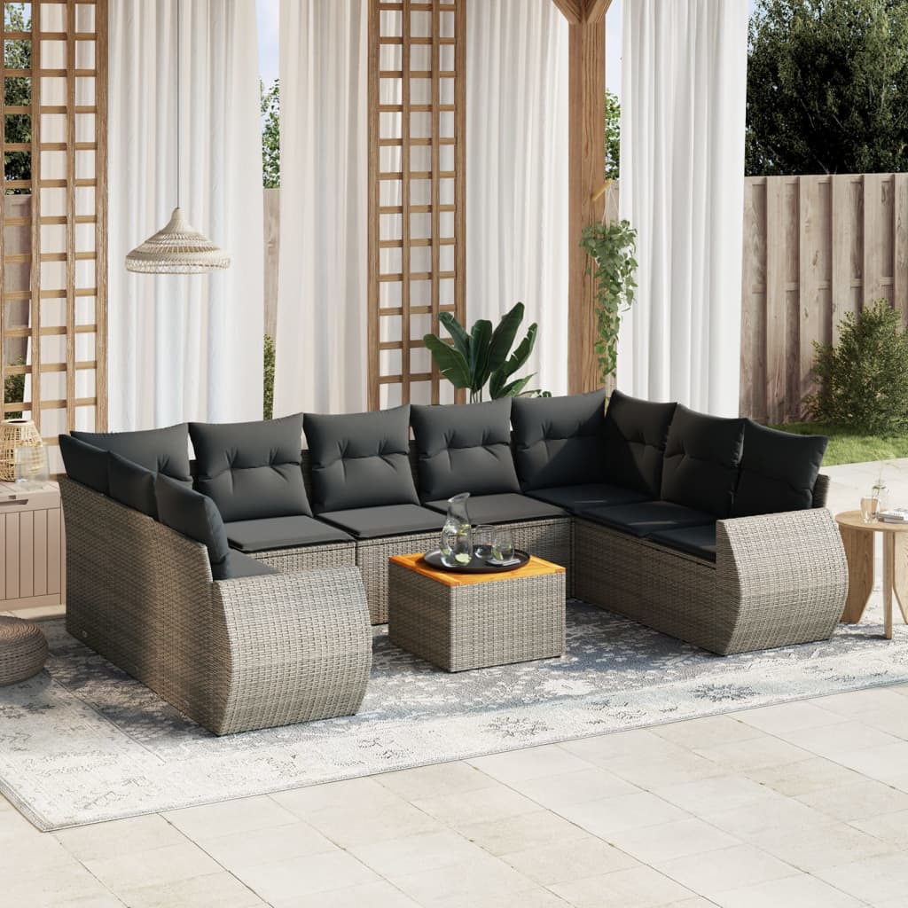 Soffgrupp För Trädgård Med Dynor 10 Delar Beige Konstrotting