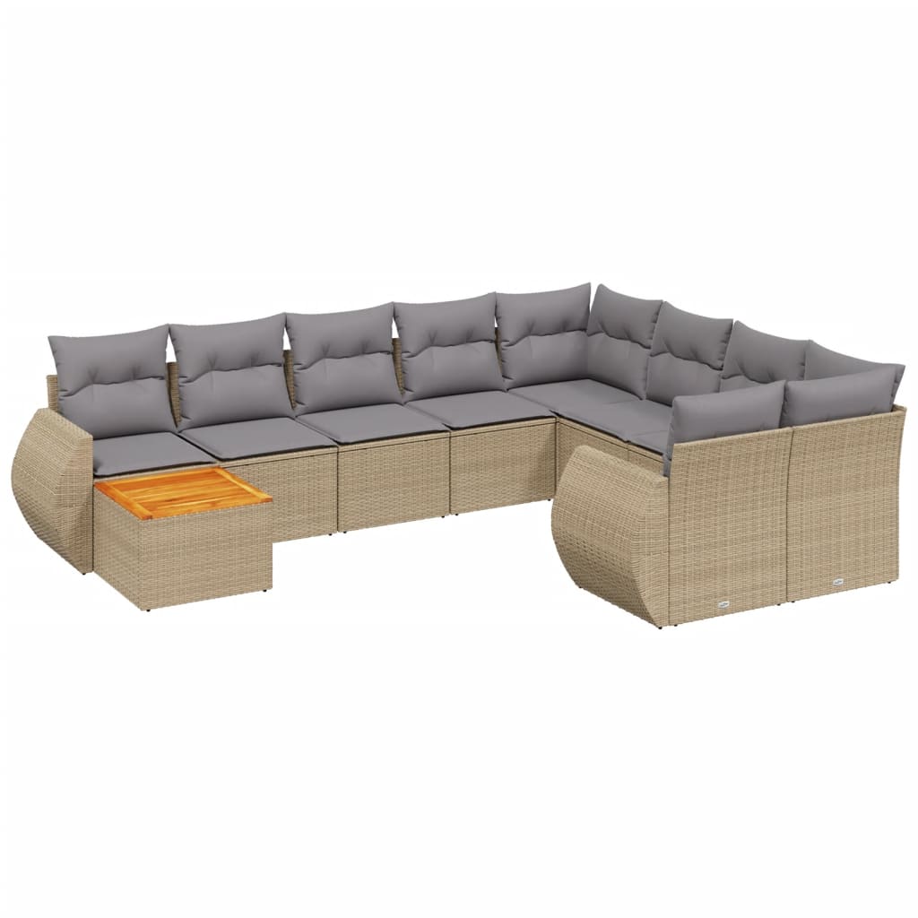 Soffgrupp För Trädgård Med Dynor 10 Delar Beige Konstrotting
