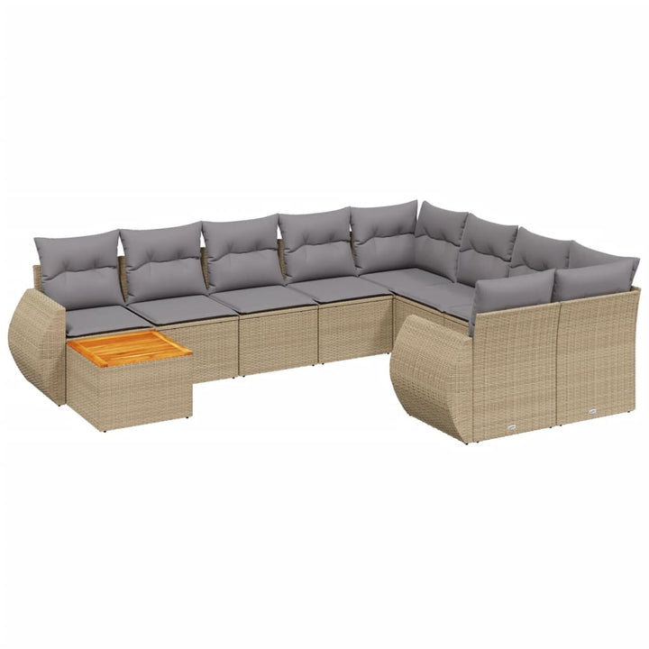 Soffgrupp För Trädgård Med Dynor 10 Delar Beige Konstrotting