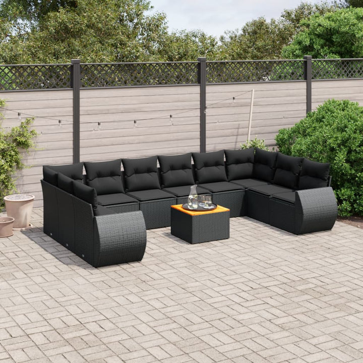 Loungegrupp För Trädgården M. Dynor 11 Delar Beige Konstrotting