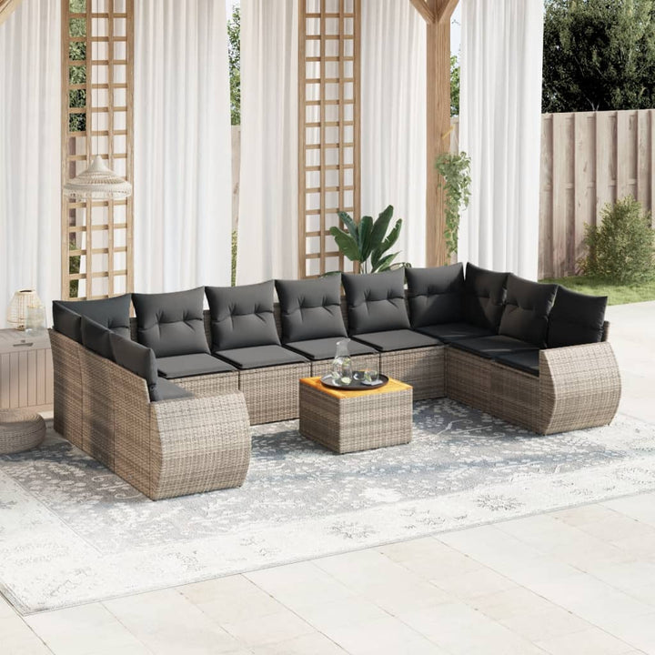 Loungegrupp För Trädgården M. Dynor 11 Delar Beige Konstrotting