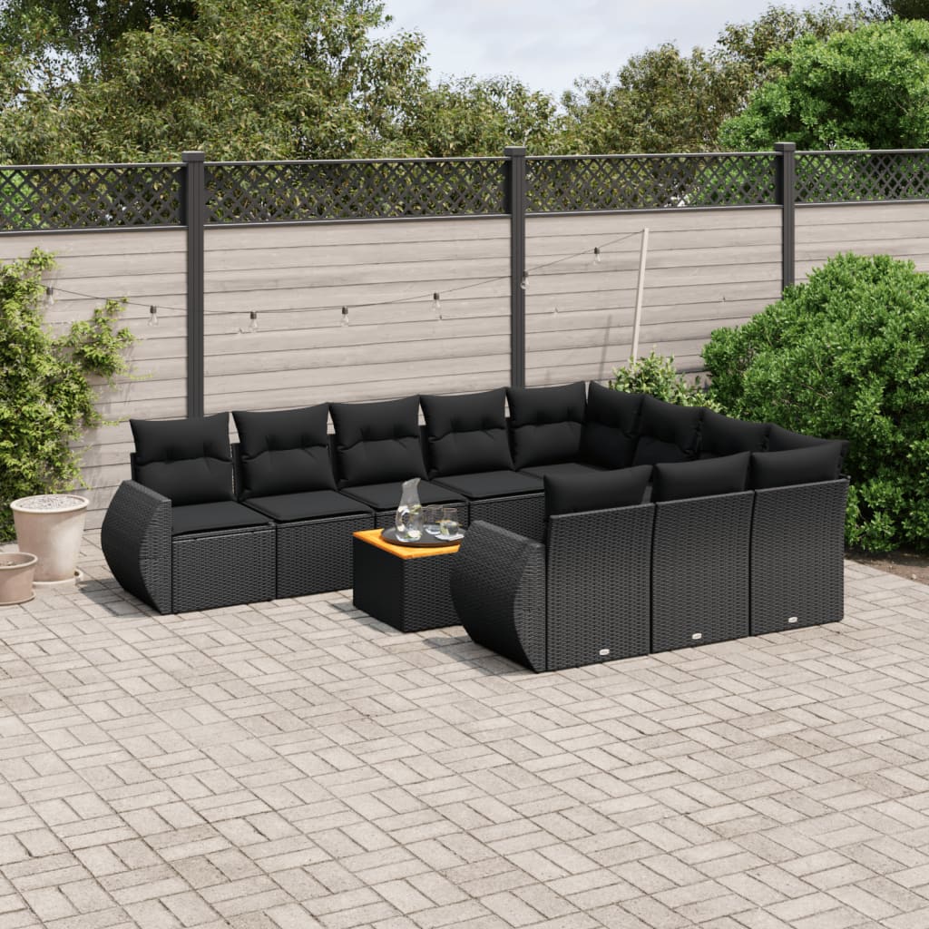 Loungegrupp För Trädgården M. Dynor 11 Delar Beige Konstrotting