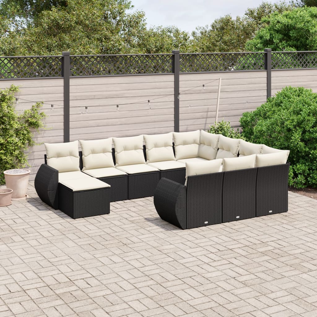 Loungegrupp För Trädgården M. Dynor 11 Delar Beige Konstrotting