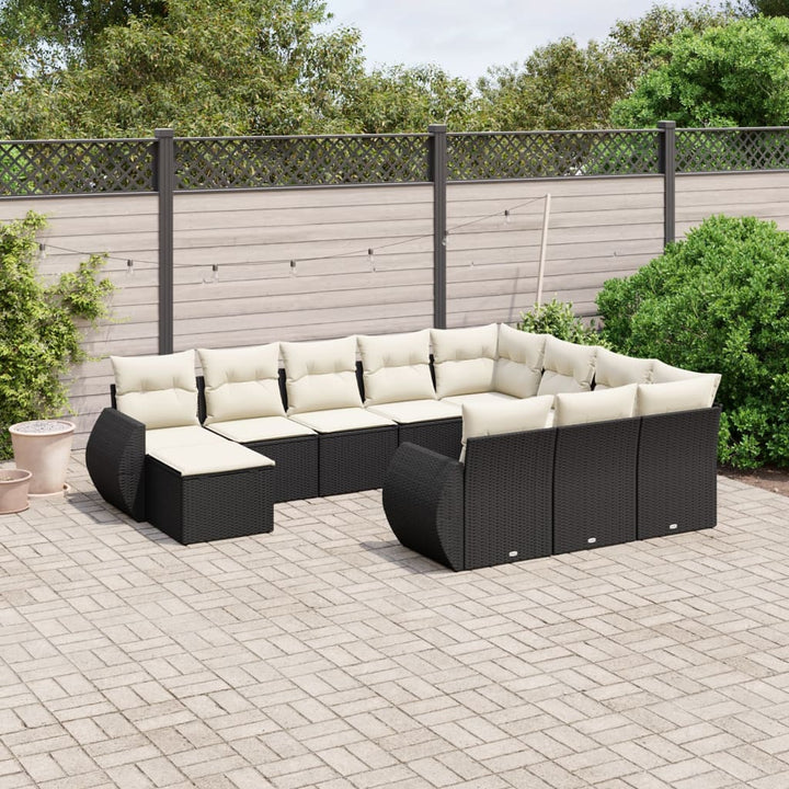 Loungegrupp För Trädgården M. Dynor 11 Delar Beige Konstrotting