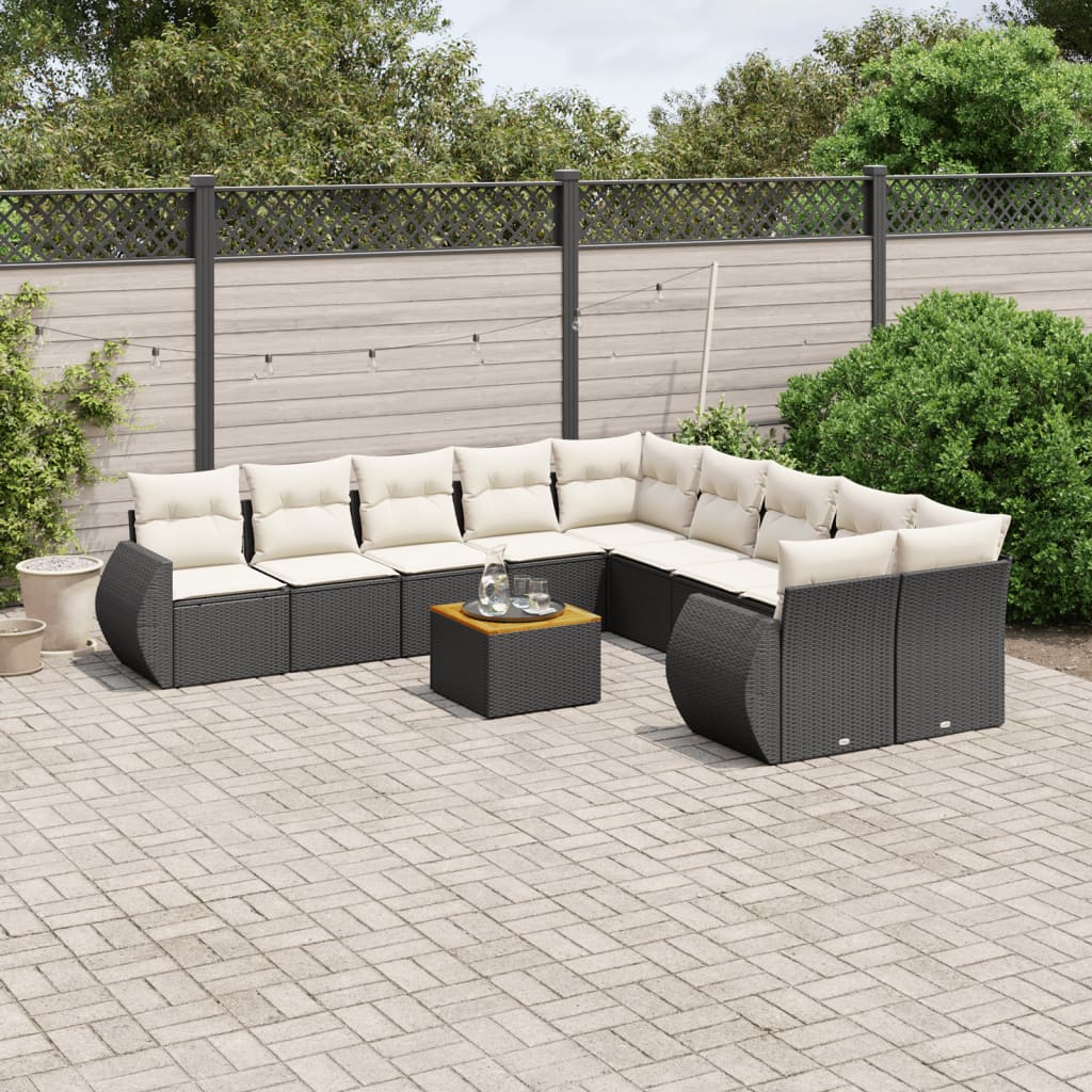 Loungegrupp För Trädgården M. Dynor 11 Delar Beige Konstrotting