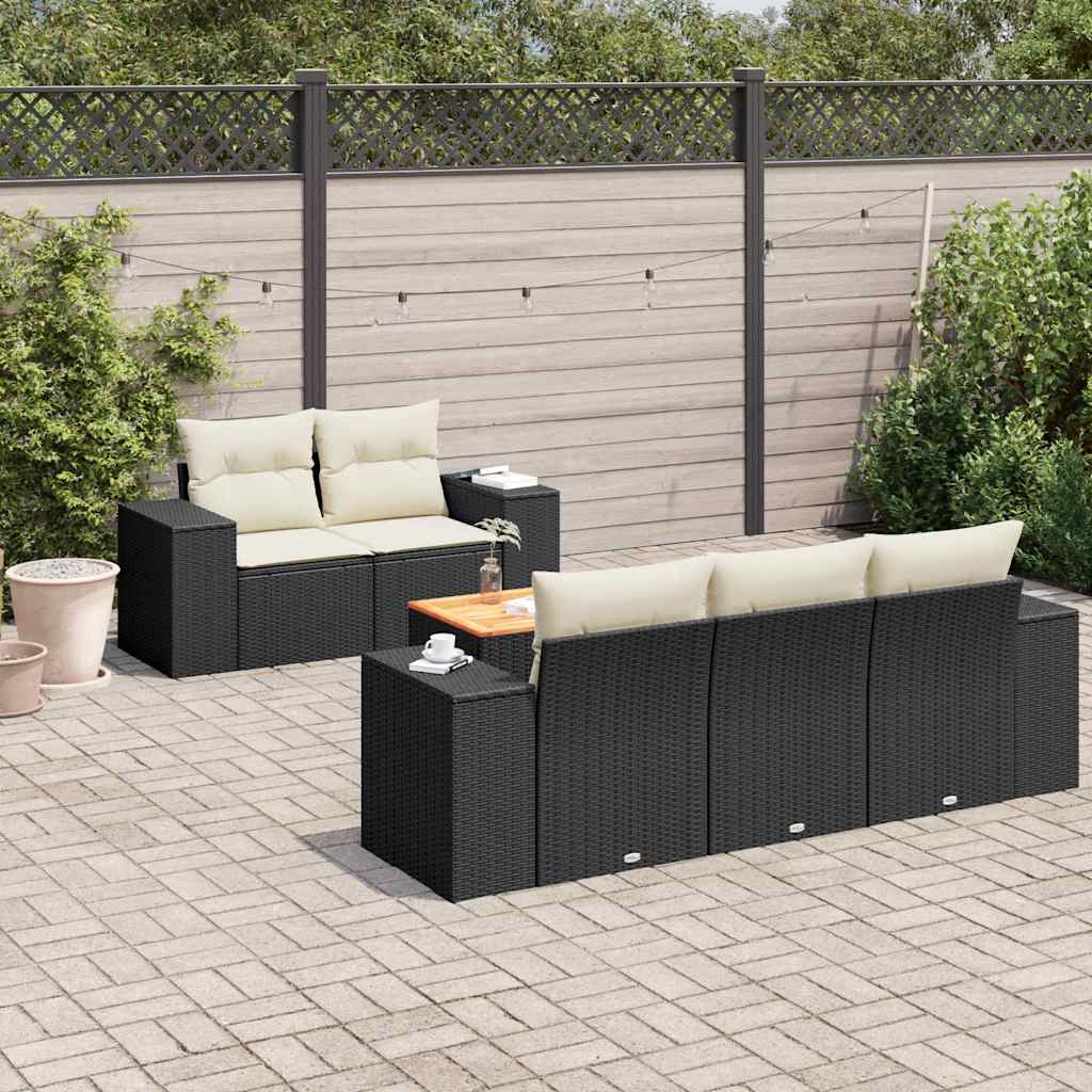 Soffgrupp För Trädgården Med Dynor 6 Delar Beige Konstrotting