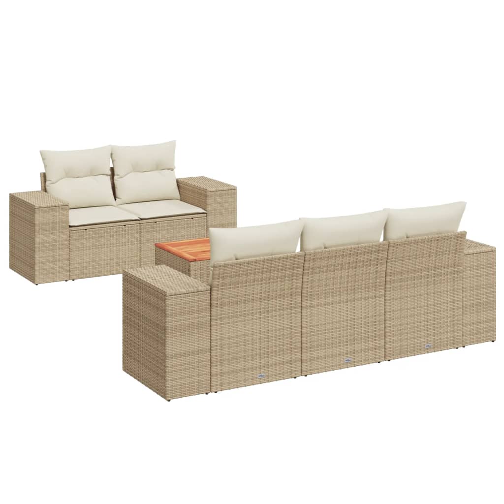 Soffgrupp För Trädgården Med Dynor 6 Delar Beige Konstrotting