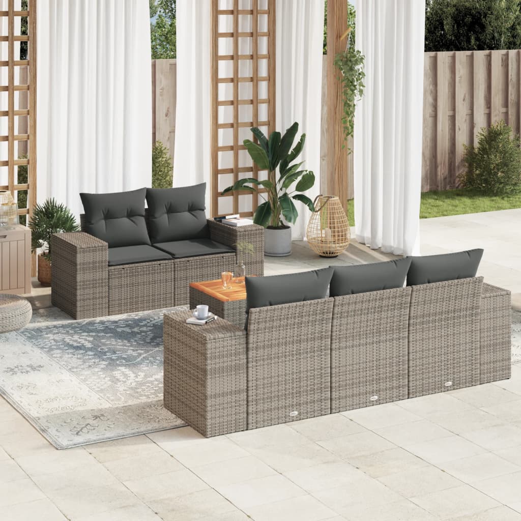 Soffgrupp För Trädgården Med Dynor 6 Delar Beige Konstrotting