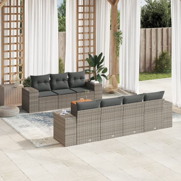 Matgrupp För Trädgården Med Dynor 8 Delar Beige Konstrotting