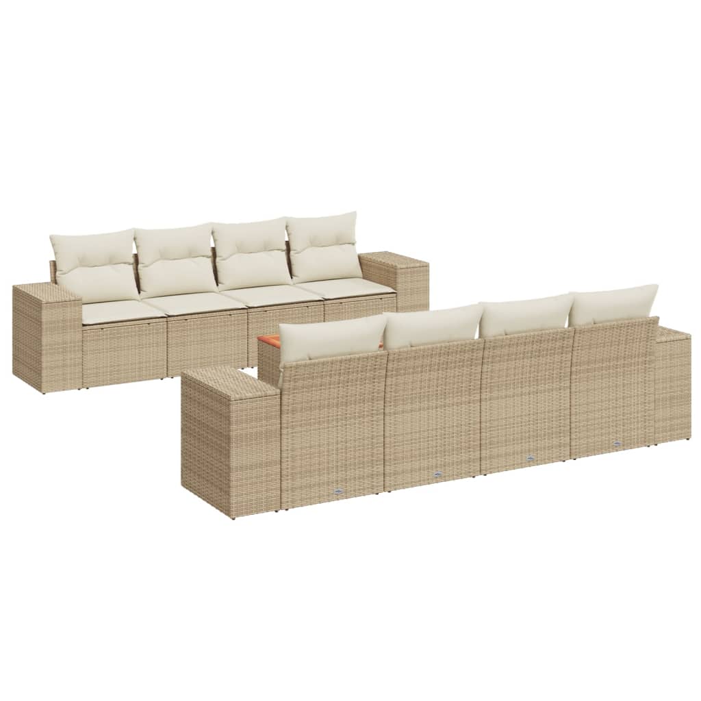 Soffgrupp För Trädgården Med Dynor 9 Delar Beige Konstrotting