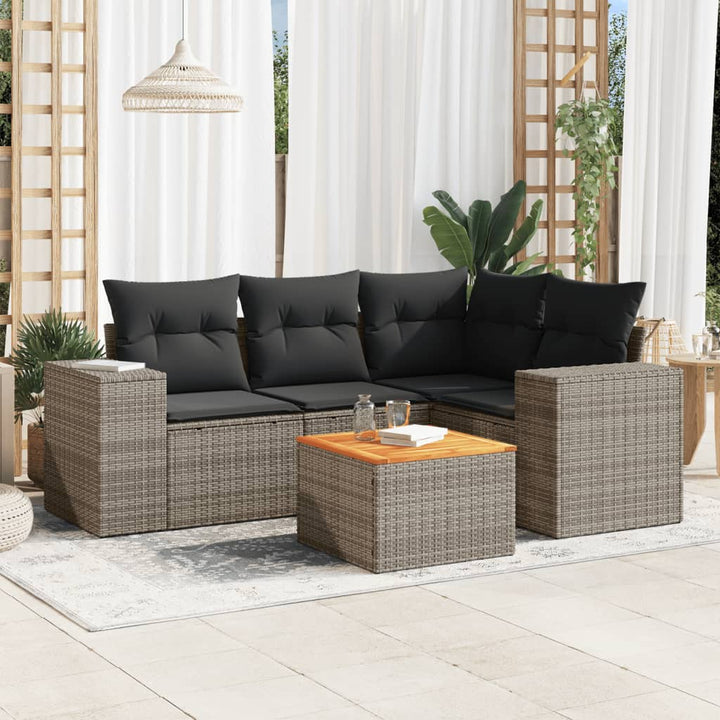 Soffgrupp För Trädgården Med Dynor 5 Delar Beige Konstrotting