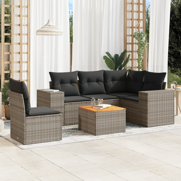 Loungegrupp Med Dynor 6 Delar Svart Konstrotting