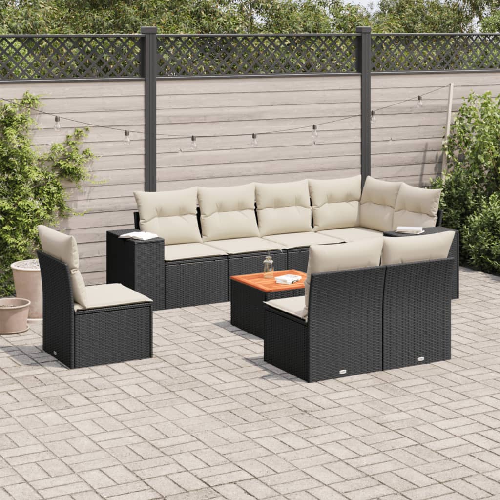 Soffgrupp För Trädgården Med Dynor 9 Delar Beige Konstrotting