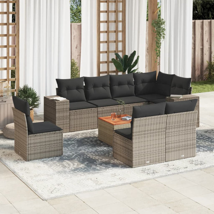 Soffgrupp För Trädgården Med Dynor 9 Delar Beige Konstrotting