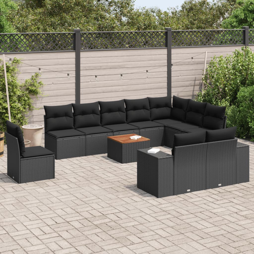 Loungegrupp För Trädgården M. Dynor 11 Delar Beige Konstrotting
