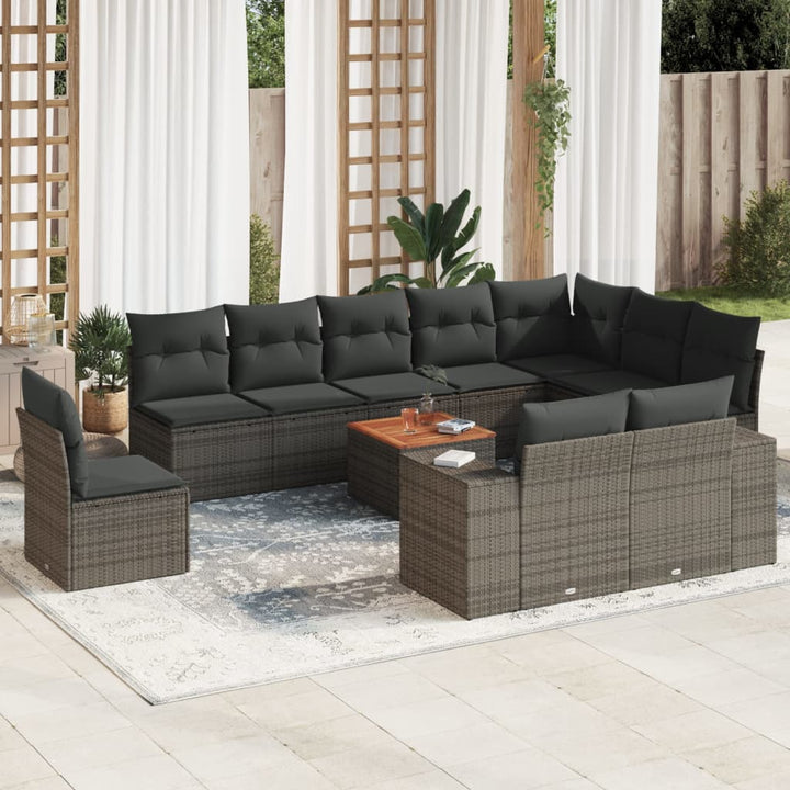 Loungegrupp För Trädgården M. Dynor 11 Delar Beige Konstrotting