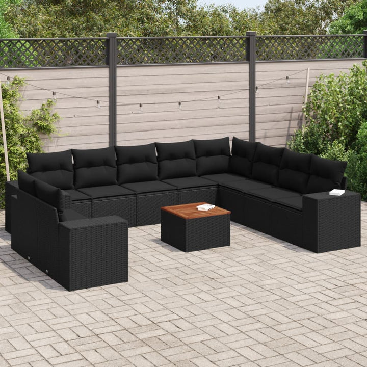 Loungegrupp För Trädgården M. Dynor 11 Delar Beige Konstrotting