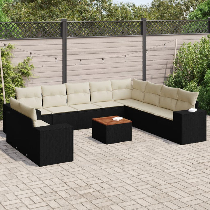 Loungegrupp För Trädgården M. Dynor 11 Delar Beige Konstrotting