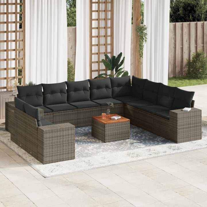 Loungegrupp För Trädgården M. Dynor 11 Delar Beige Konstrotting