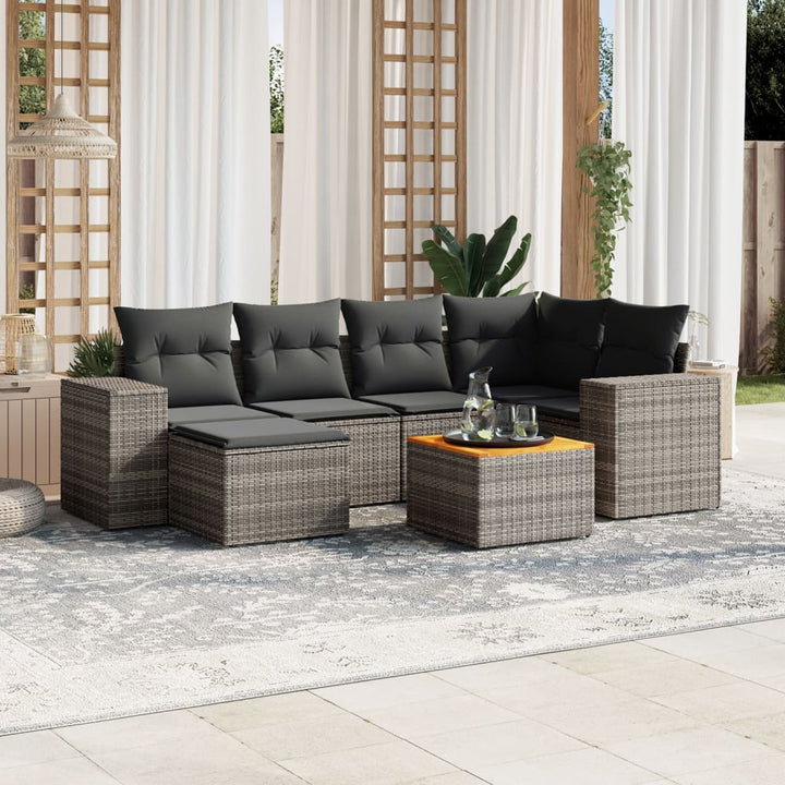 Matgrupp För Trädgården Med Dynor 7 Delar Beige Konstrotting