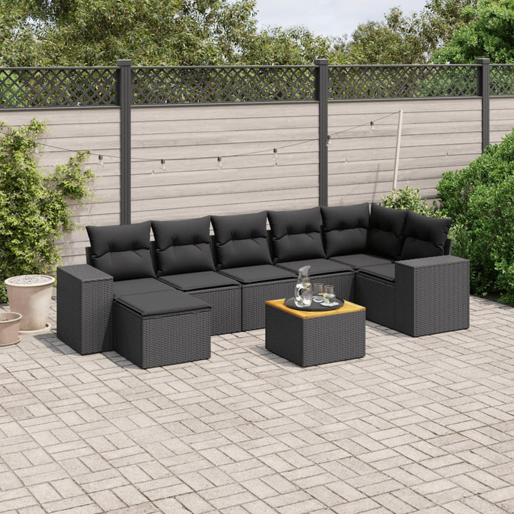 Matgrupp För Trädgården Med Dynor 8 Delar Beige Konstrotting