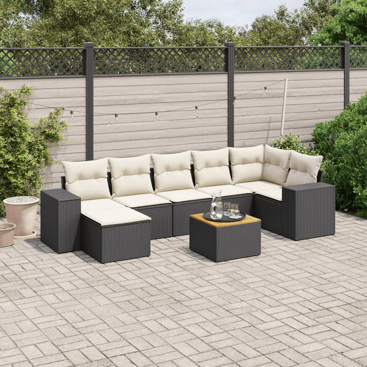 Matgrupp För Trädgården Med Dynor 8 Delar Beige Konstrotting