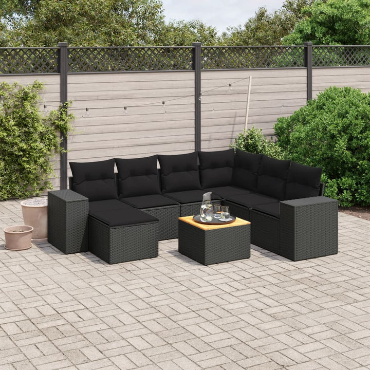 Matgrupp För Trädgården Med Dynor 8 Delar Beige Konstrotting
